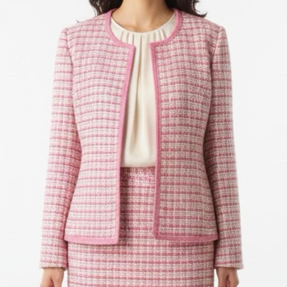 Women’s Sag Harbor Pink Tweed Jacket Size 8 Petite